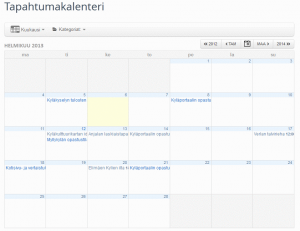 Tapahtumakalenterin helmikuun 2013 satoa.